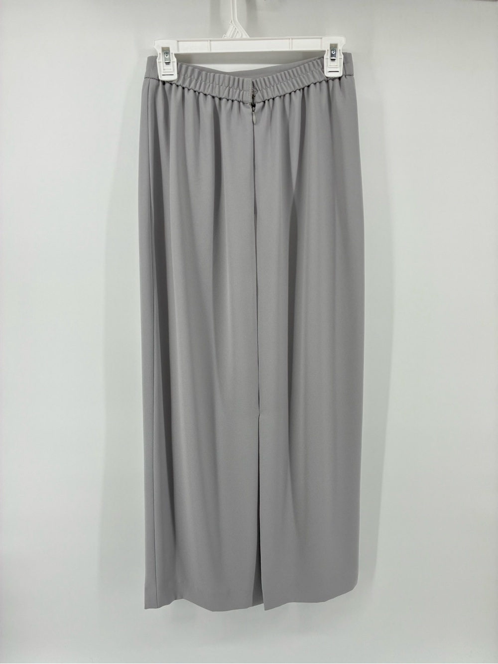 Vintage Sleek Light Gray Maxi Pencil Column Skirt Back Slit - Picture 7 of 11